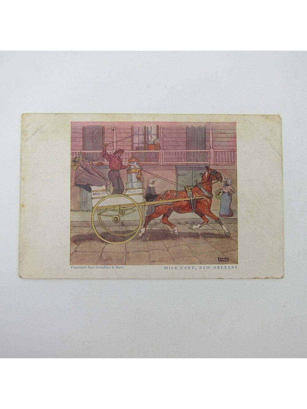 Postcard Edward Penfield Milk Cart Hart Schaffner & Marx Clothing Antique 1911